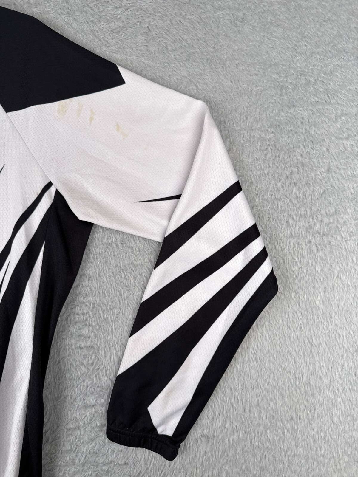 FJQXZ Cycling Jersey Mens Large Black White Long Sleeve Full Zip 100% Polyester