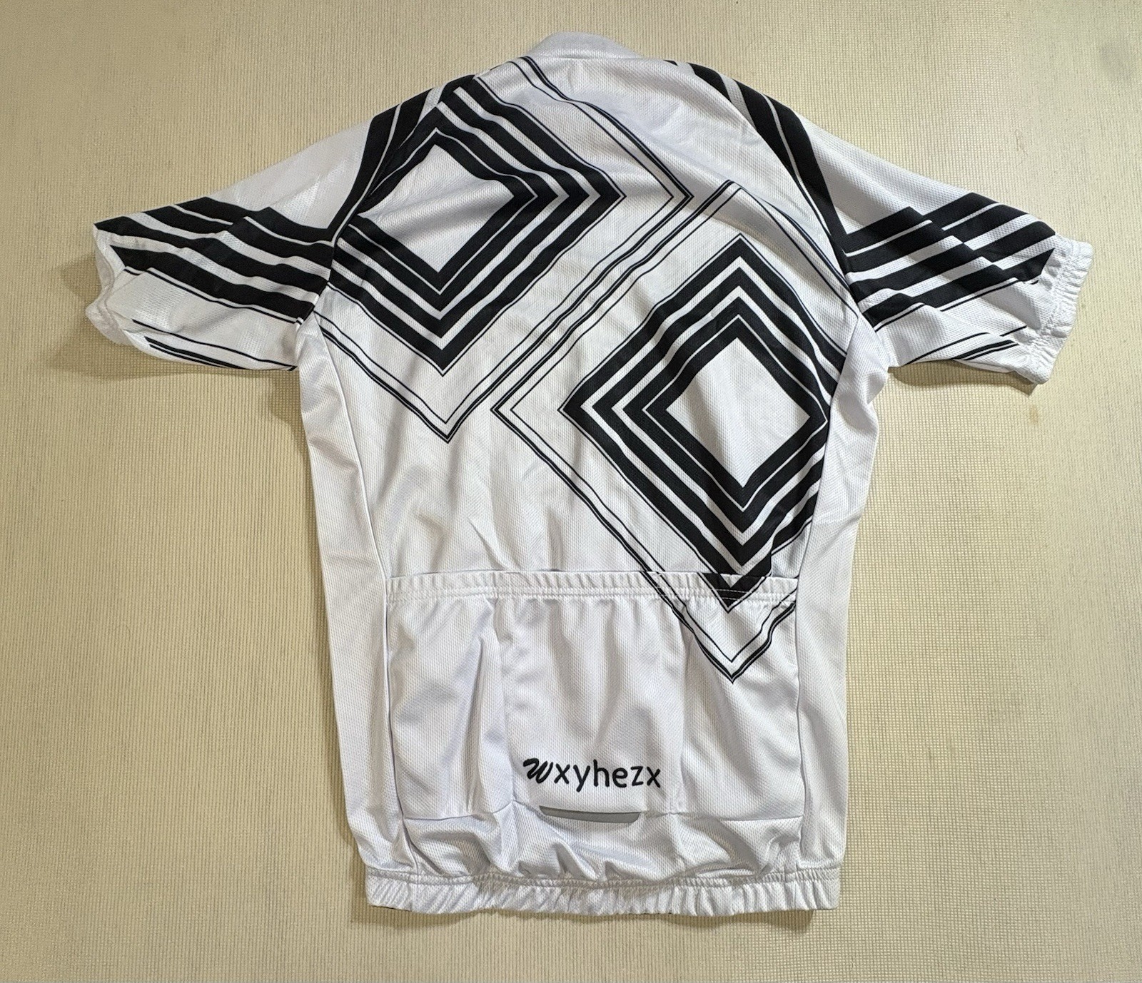 Wxyhezx Cycling Jersey Black White Size Medium Full Zipper Geometric Shapes