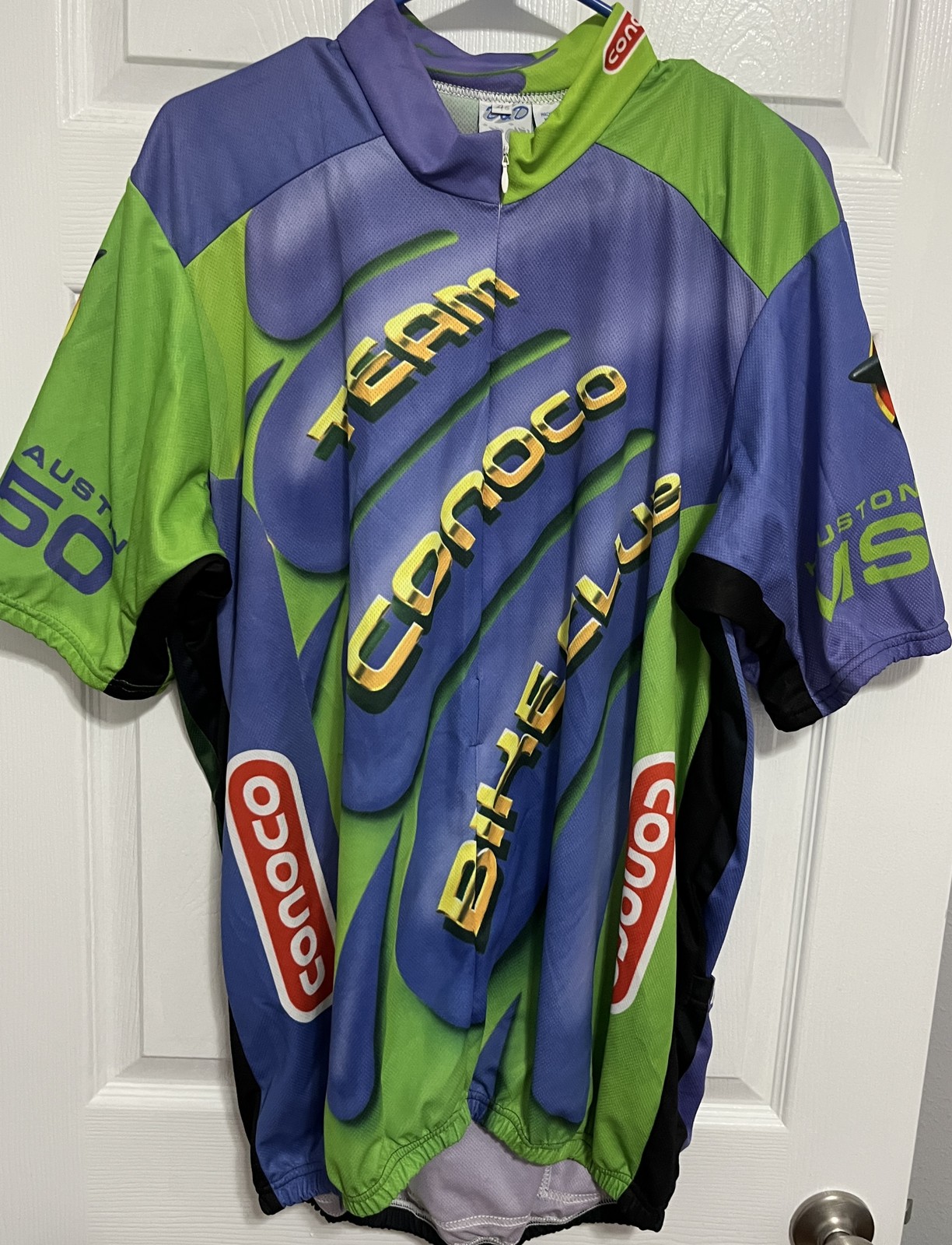 Z&D Sport Design Team Conoco Bike Club Cycling Jersey Men’s XL 46 Purple Green