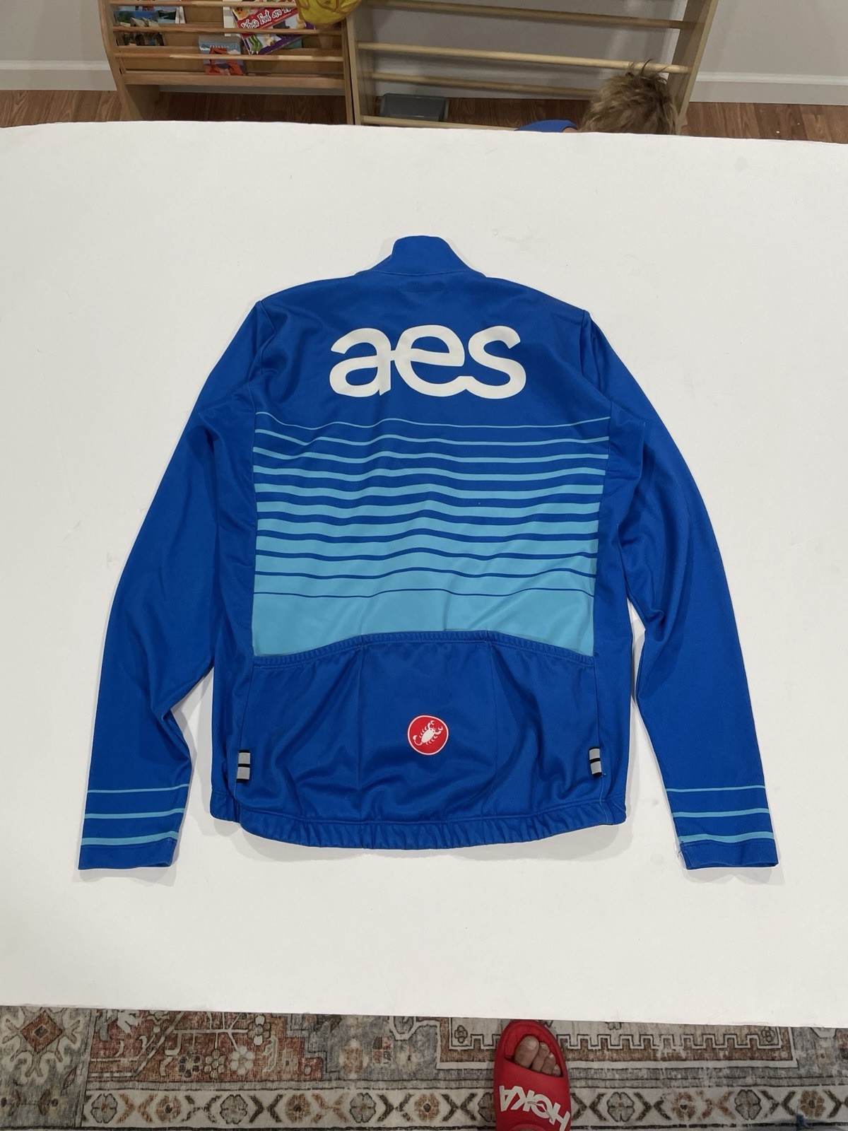 Castelli AES Long Sleeve Cycling Jersey Blue Ombre Full Zip Mens Medium