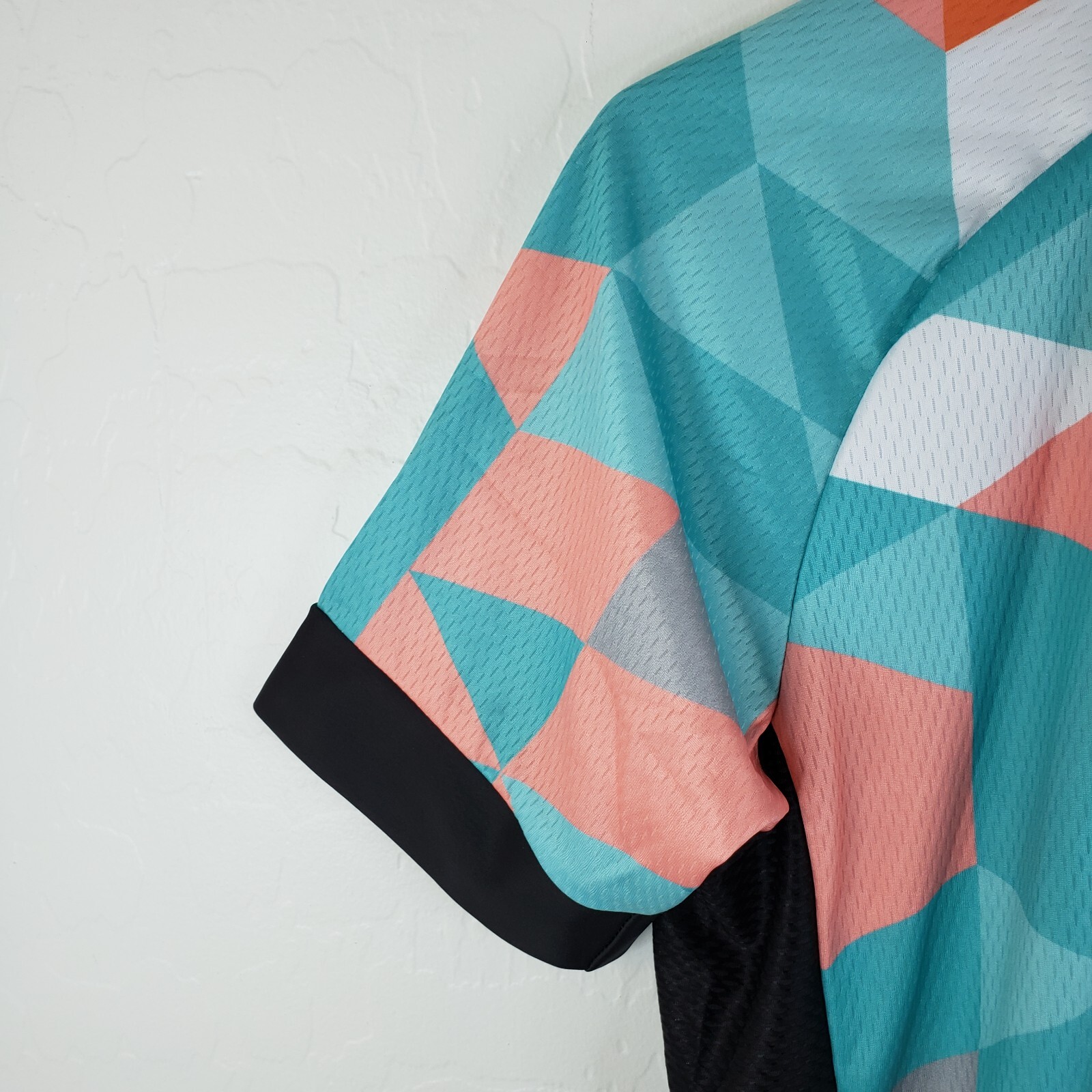 JPOJPO Cycling Jersey Womens Size XL Teal Colorful Block Full Zip Stretch Jersey