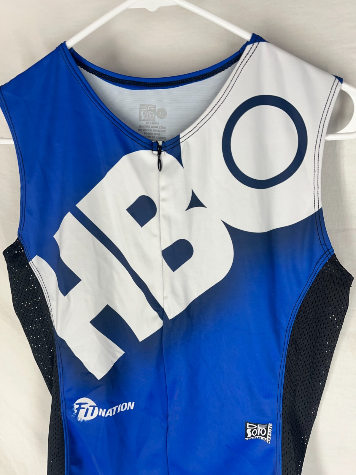 DeSoto Women’s XL Cycling Jersey Top Triathlon Blue Three Pockets