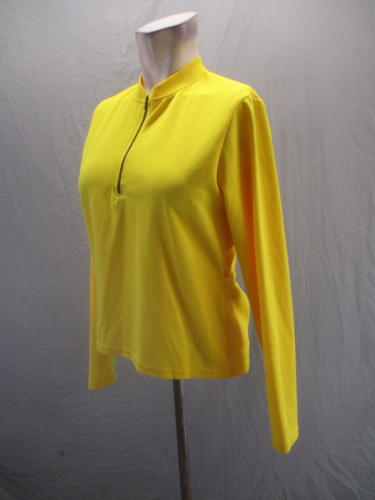 CANARI Size L Womens Yellow 1/2 Zip Back Pocket Athletic Cycling Pullover 995
