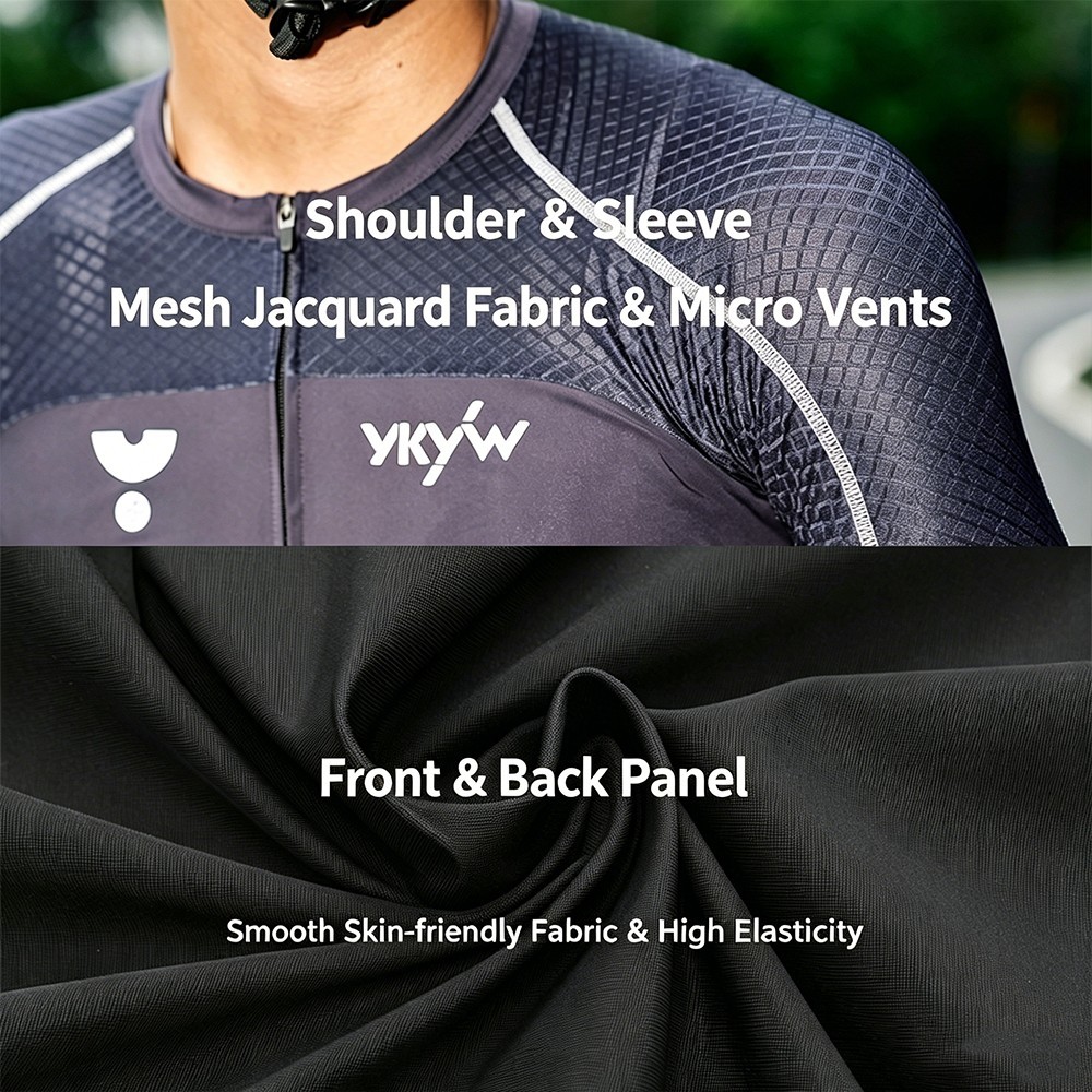 YKYW Men Cycling Jersey 3D Cut Quick Dry Light Anti Sweat Bike Top breathable