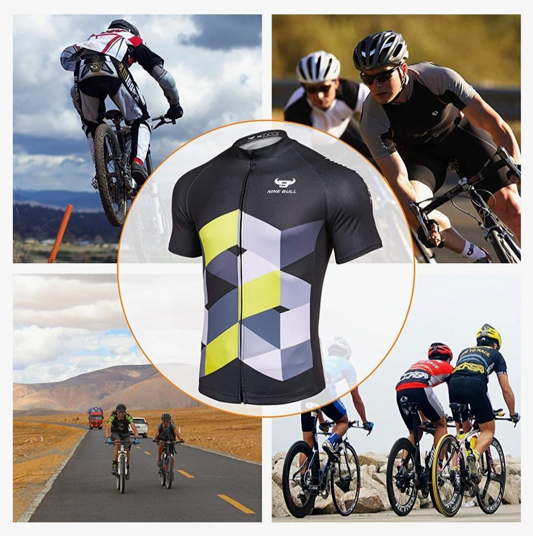 XXL Nine Bulls Adult Cycling Top Elastic Waist Bottle Pkts Full Zip Short Sleeve