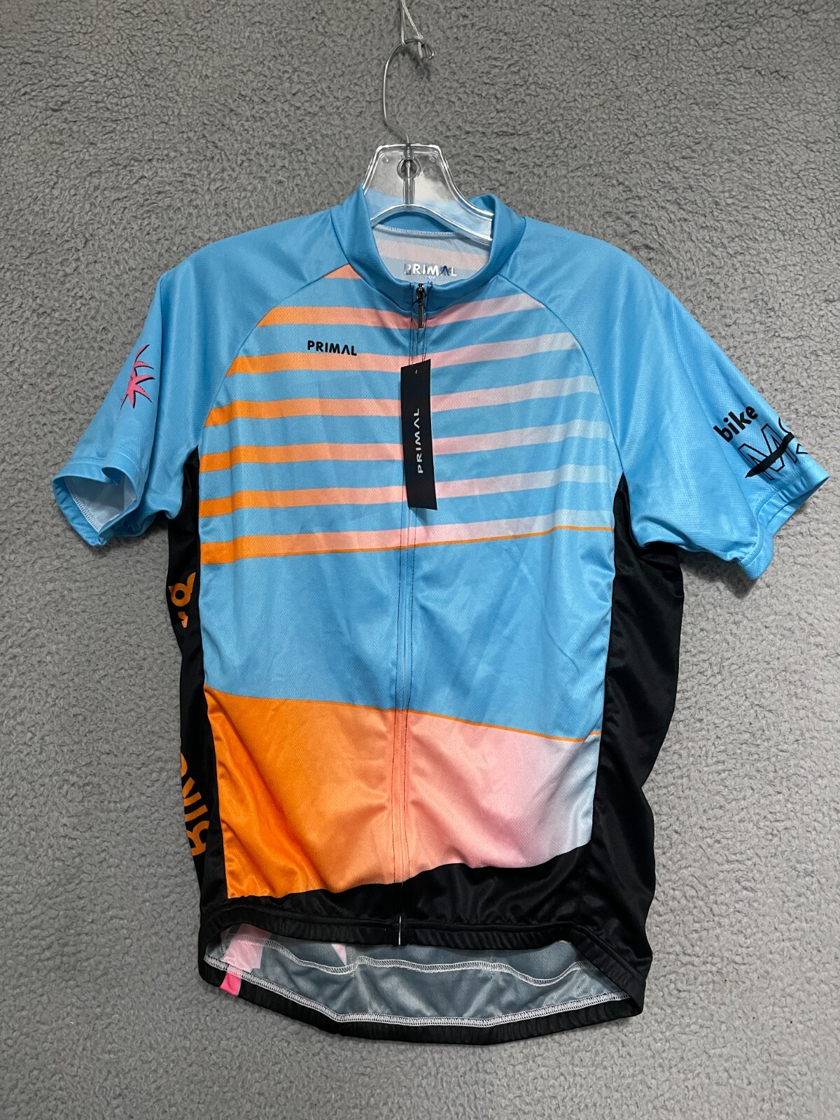 Primal Jersey Mens Size Medium Cycling Blue Full Zip Adult Short Sleeve NWT