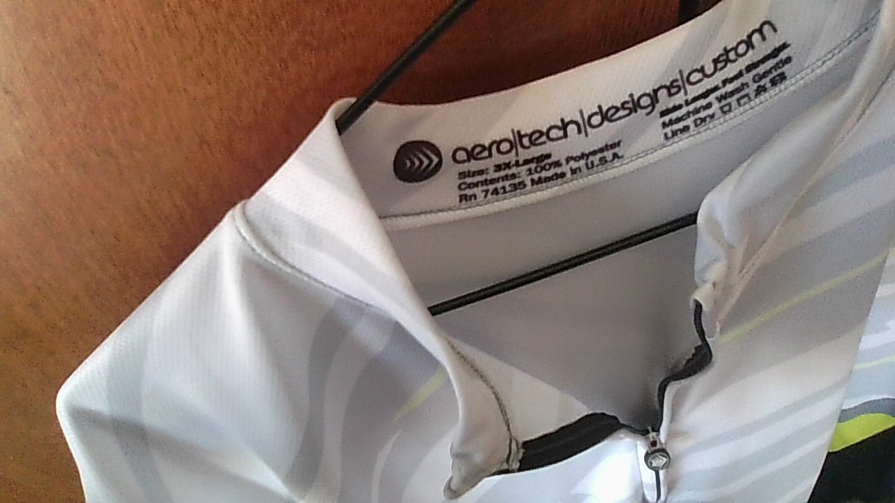 Aerotech Designs Power Tread Cycling Jersey 3XL Zip Elastic Hem 3-Poc SSlv USA