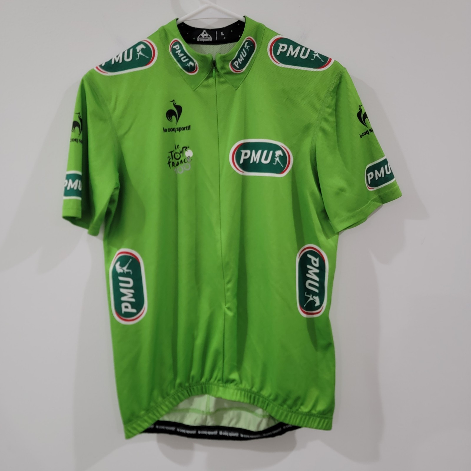 Le Coq Sportif Cycling Jersey Size Large Le Tour France 100 Green Maillot Vert