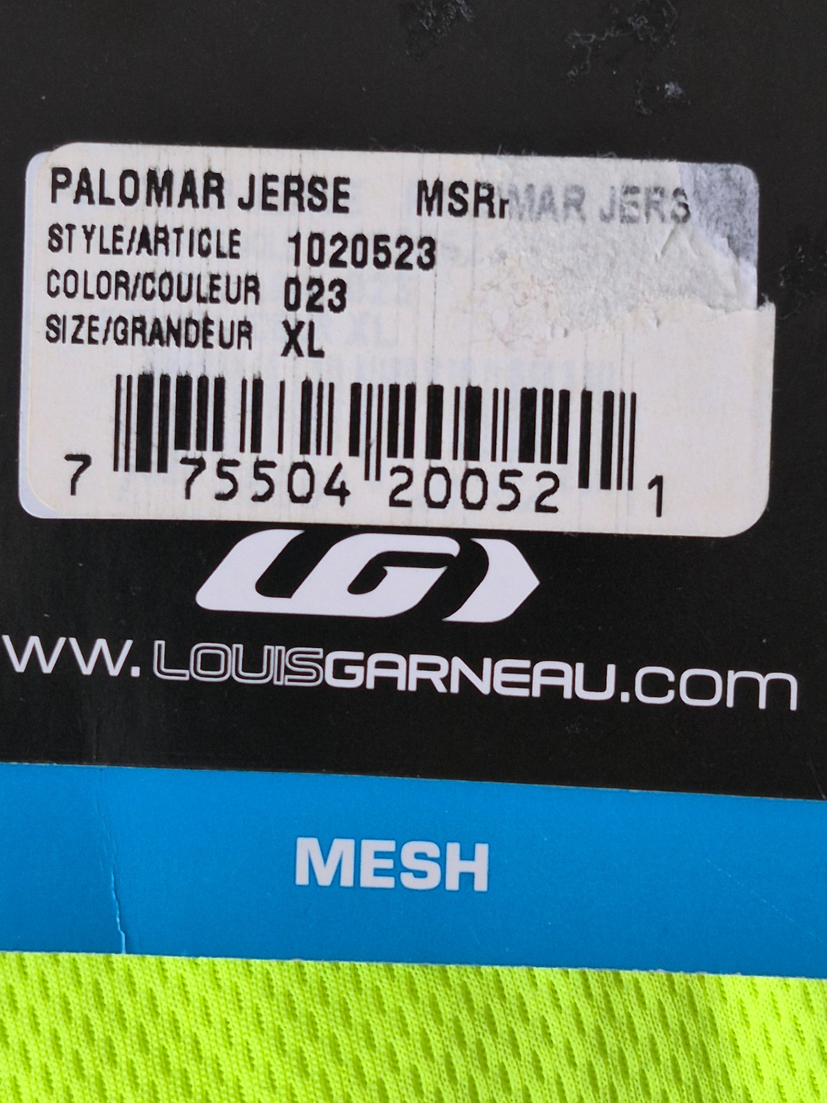Louis Garneau Palomar Cycling Jersey XL Neon Yellow Full Zip Bike Shirt NWT