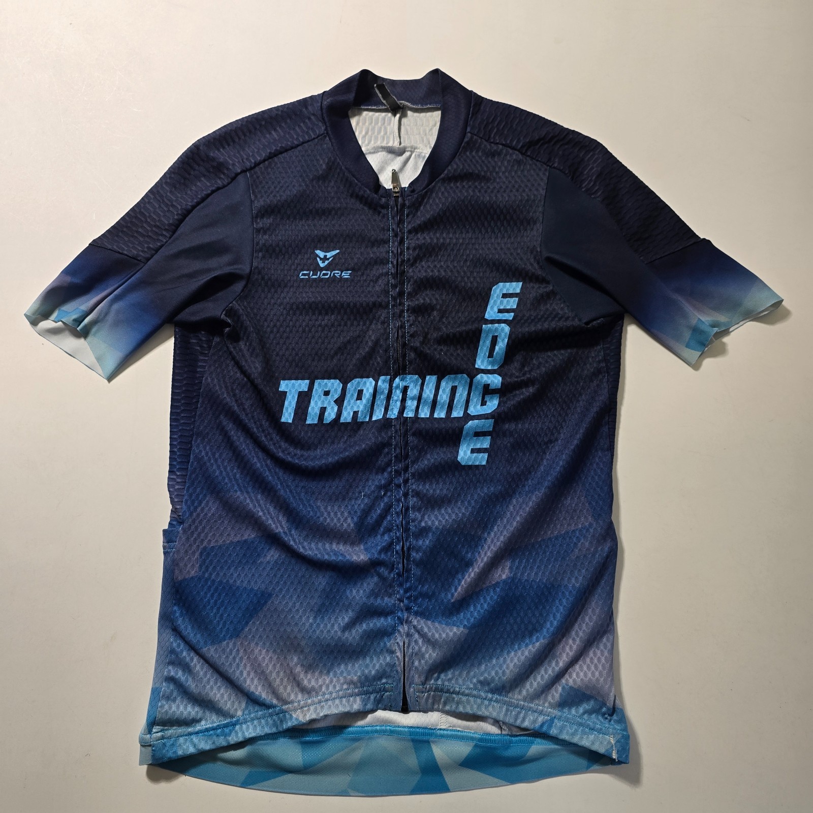 Cuore Cycling Jersey Mens S Blue Training Edge Graphic Stretch Full Zip Athletic