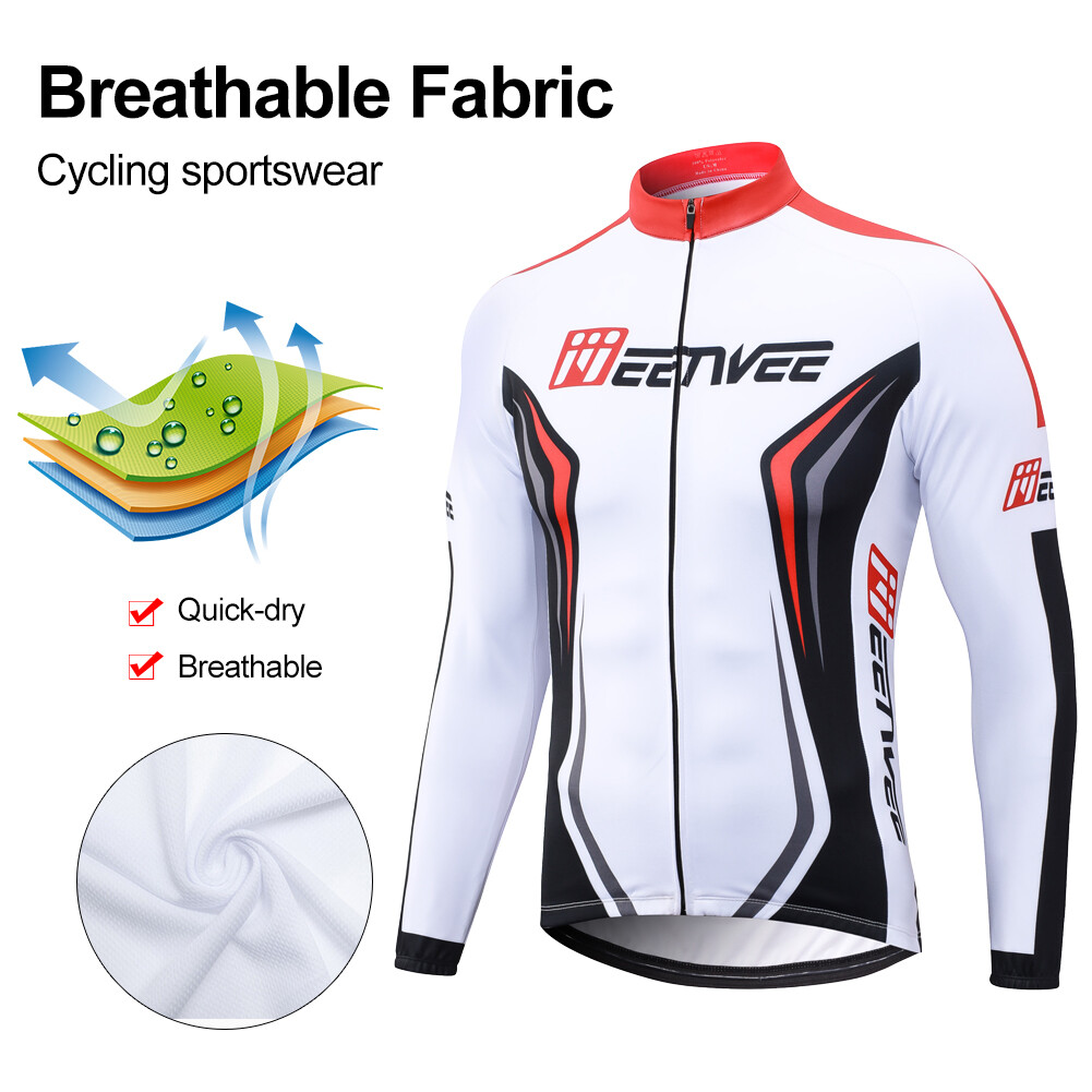 MEETWEE Men’s Full Zipper Long Sleeves Cycling Tops Jersey Bicycle Bike Shirt