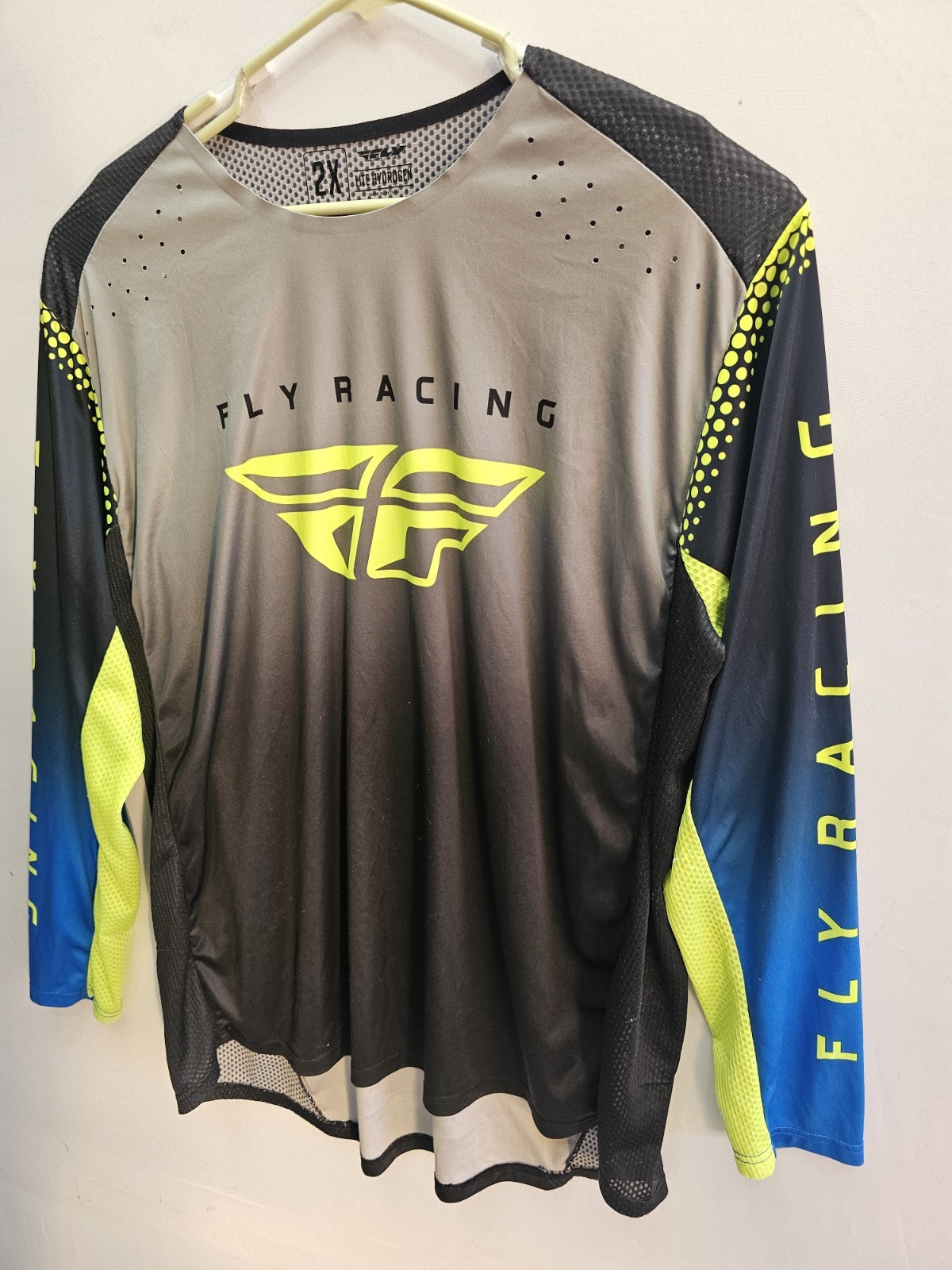 Fly Racing Lite Jersey (Grey/Blue/Hi-Vis) Size 2XL Motocross Dirt Bike ATV