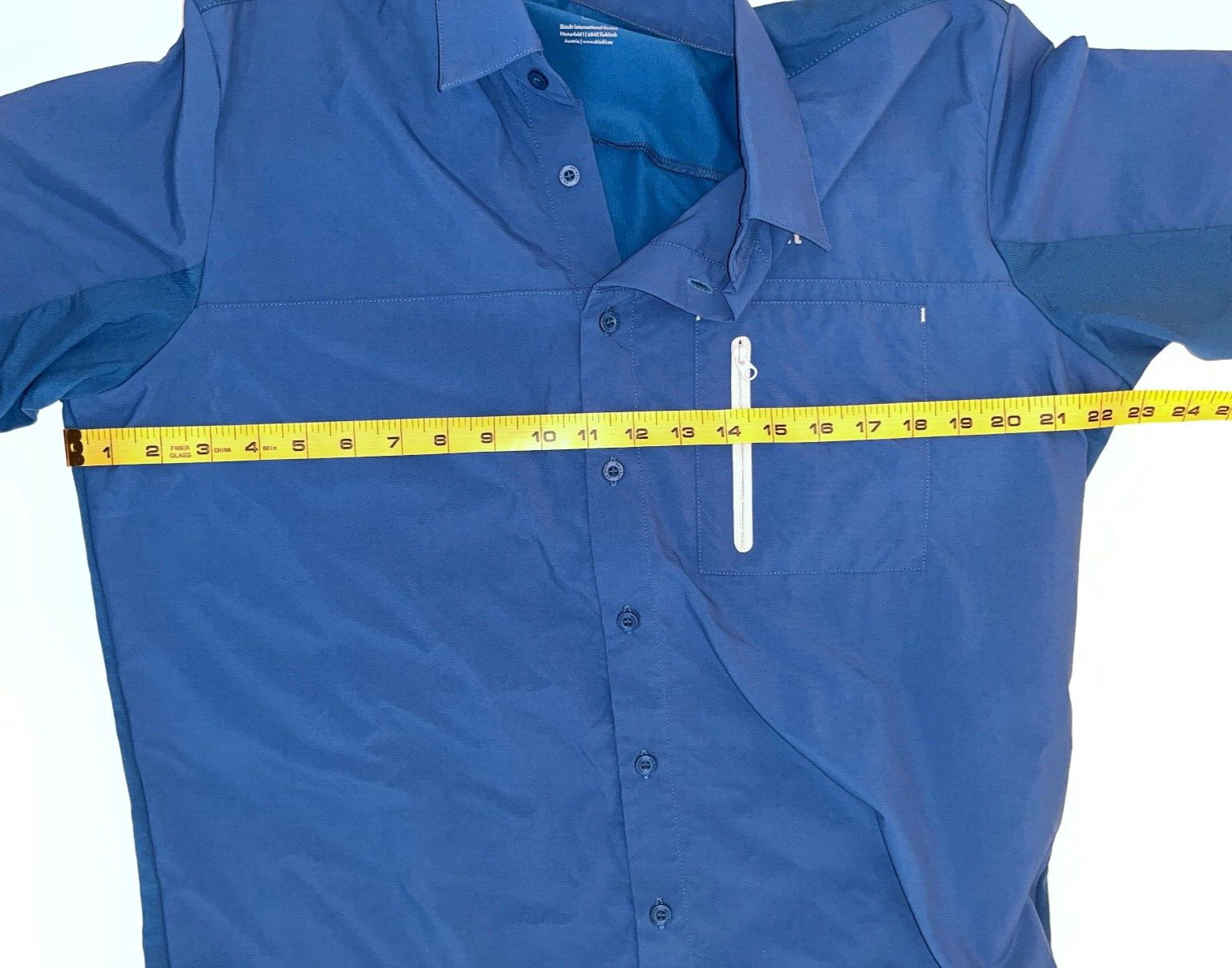 Skinfit Men’s Alvera Travel Shirt Sport Short Sleeve Button Stretch Blue Size L