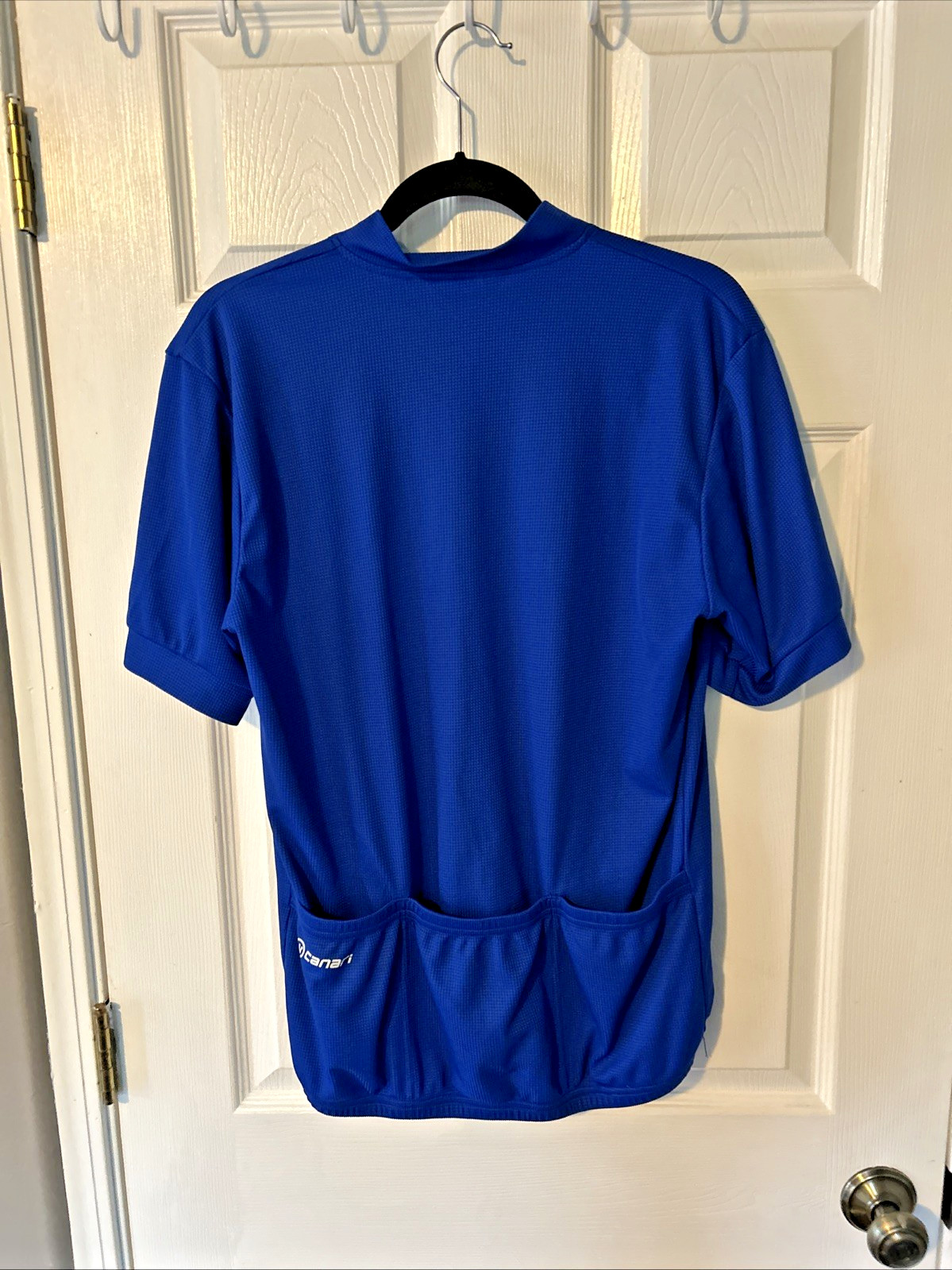 Canari 1/4 Zip Pullover Cycling Jersey Top Pockets at Back Blue Size L