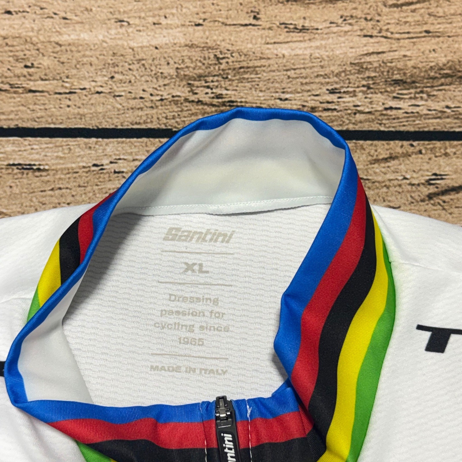 Santini Cycling Jersey Men XL White Trek Factory Racing UCI Rainbow SRAM Jersey