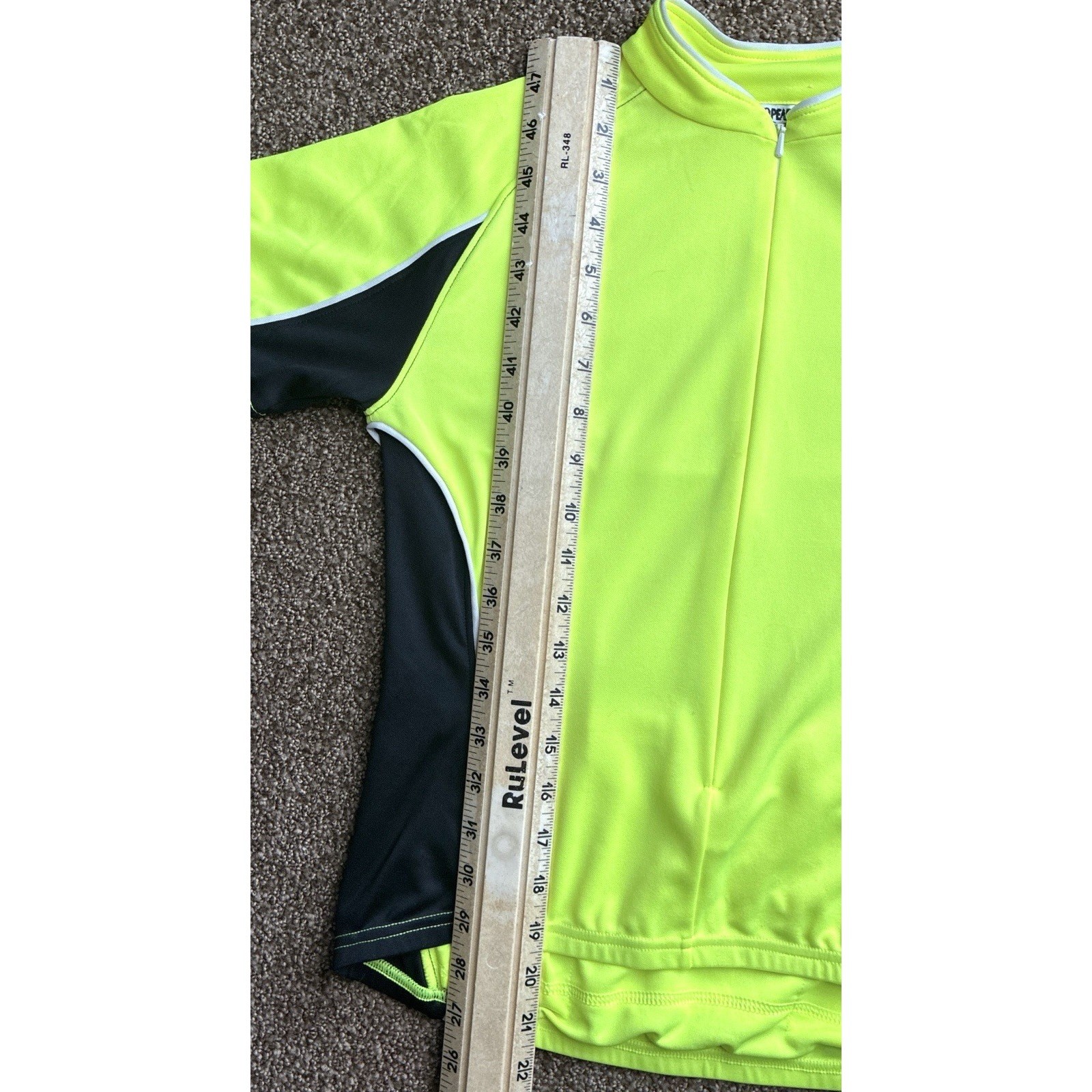Wmns Pearl Izumi Sz S Neon YlwGrn Full zip Back pockets SS Collar