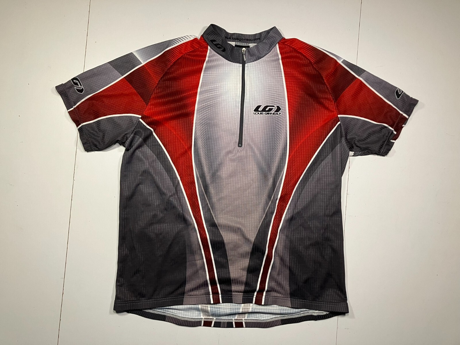 LG LOUIS GARNEAU Gray/Red USA-MADE CYCLING JERSEY Bike Ride Gym Shirt Women 3XL