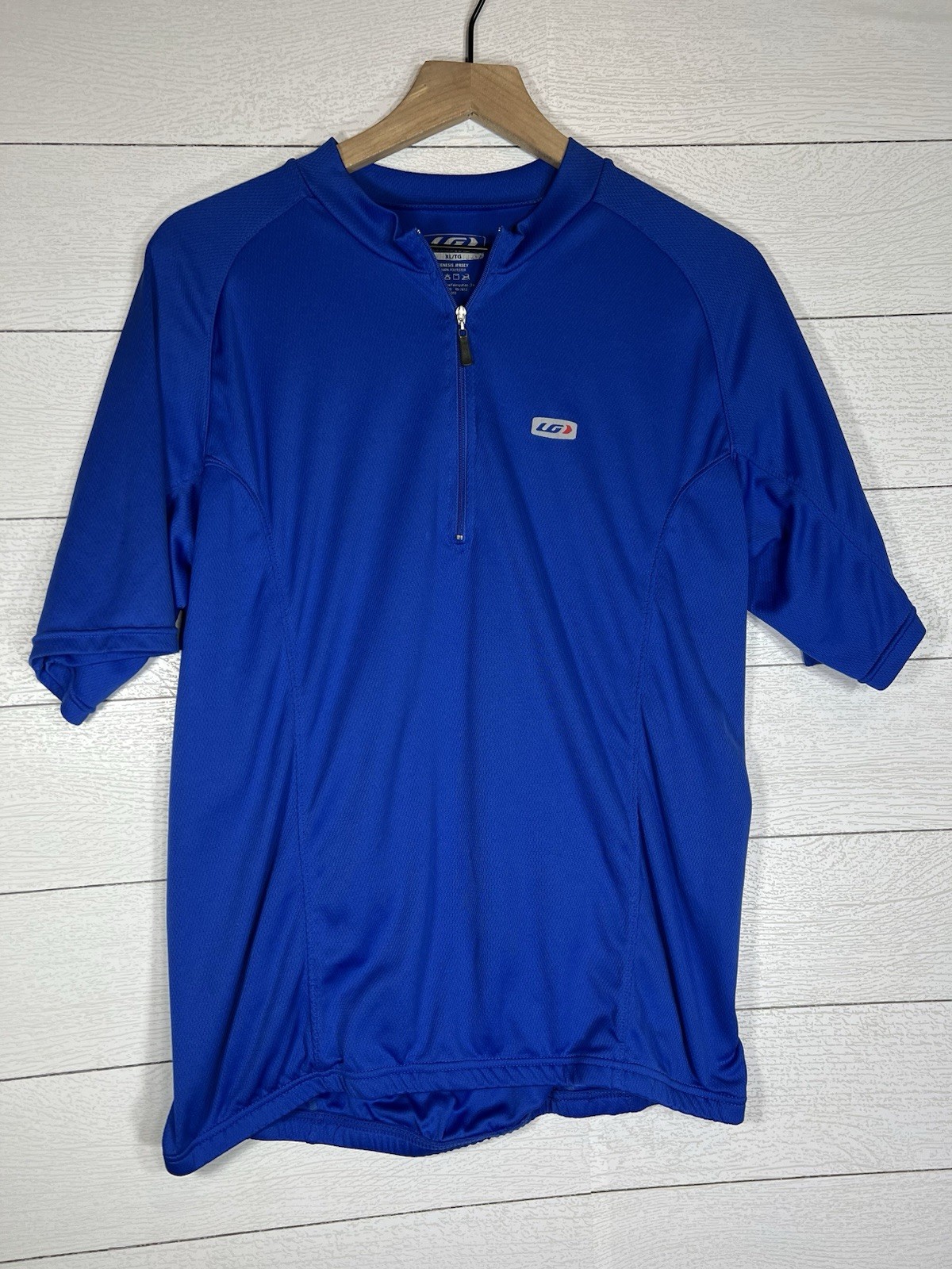 Louis Garneau XL Blue Performance Cycling Cyclist Bicycle Jersey Back Pockets