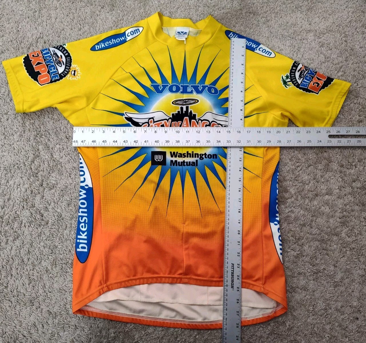 Volvo City of Angels Funride Voler vintage mens Yellow cycling jersey size XL