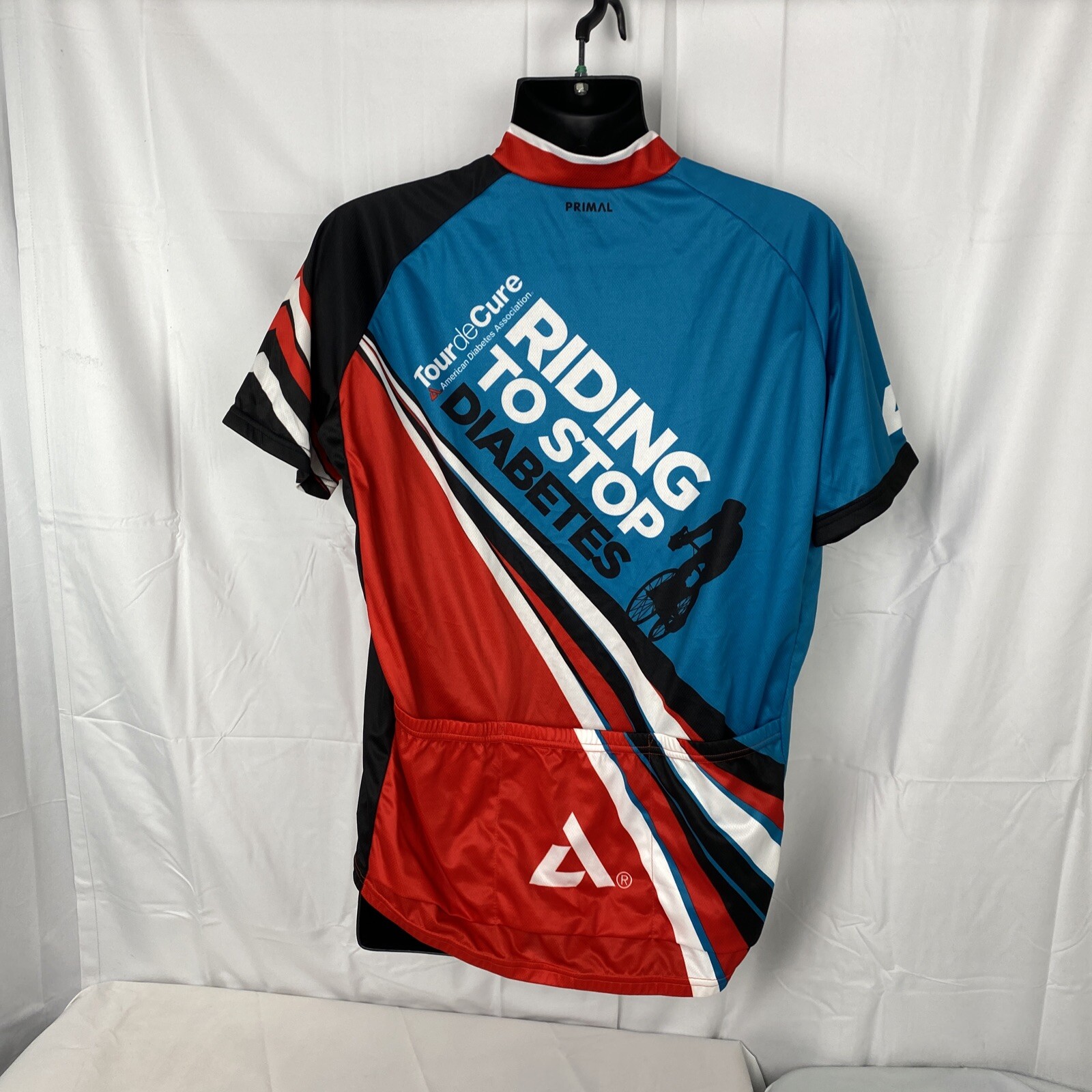 Primal Wear Happy Trails Cycling Jersey Size XL Blue / Red NWT