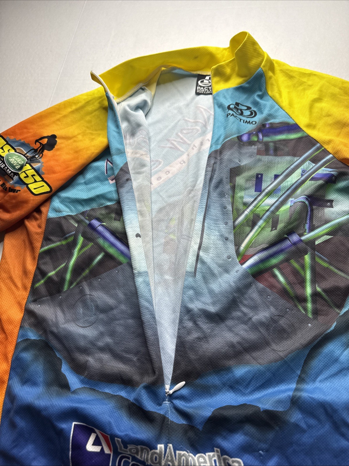 Pactimo Cycling Jersey Men Sz M Miramar Multi Color 3/4 Zip Short Sleeve Bay To