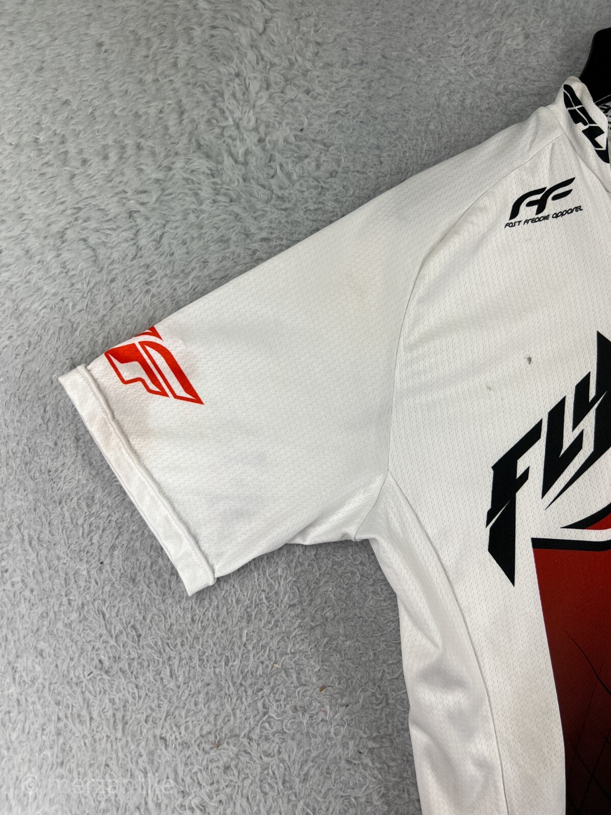 Fly Racing Cycling Jersey Mens Small White Red Full Zip 100% Polyester Pockets