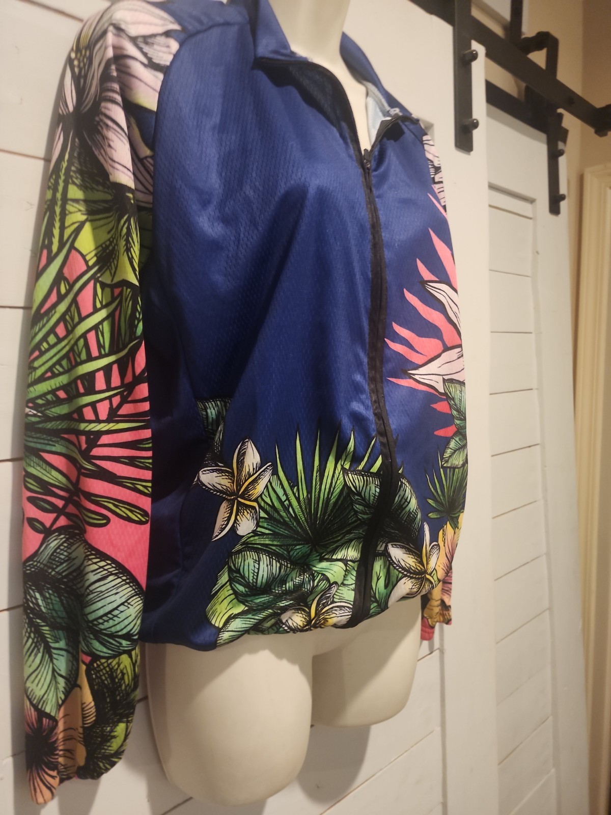 Women’s Cycling Top Jersey Tropical Floral Full Zip Size XL