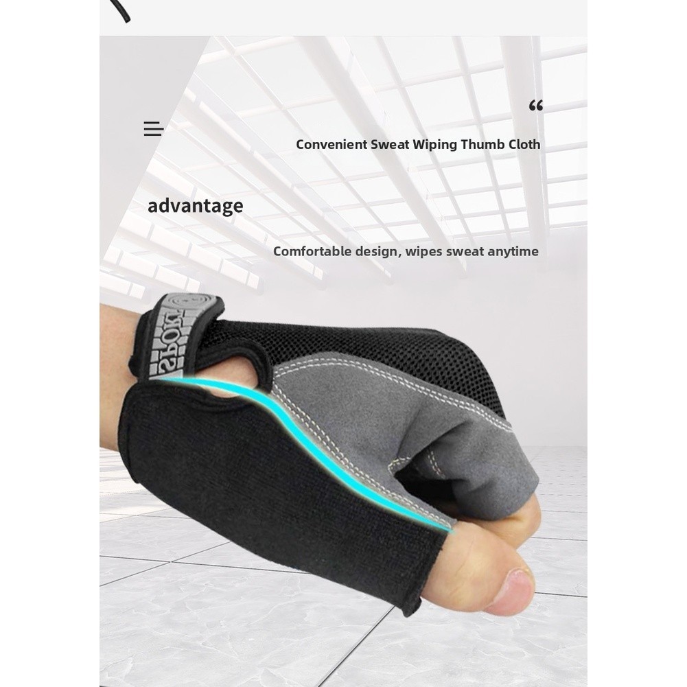 Youth Half Finger Sports Gloves for Cycling Skating with Adjustable Wrist Strap