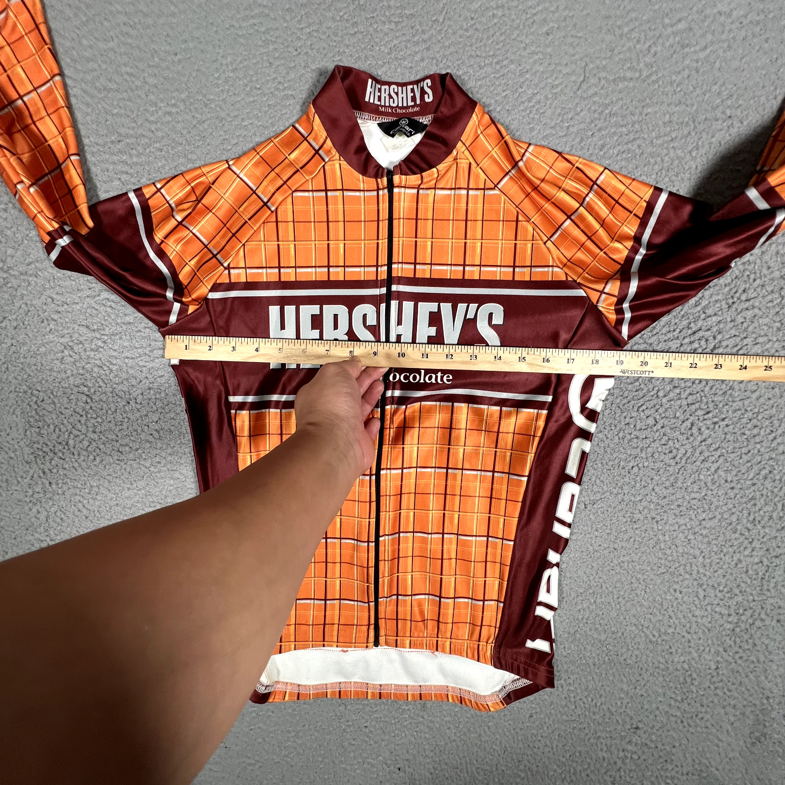 Canari Cycling Jacket Mens Medium Orange Hersheys Chocolate Full Zip Bike Racing