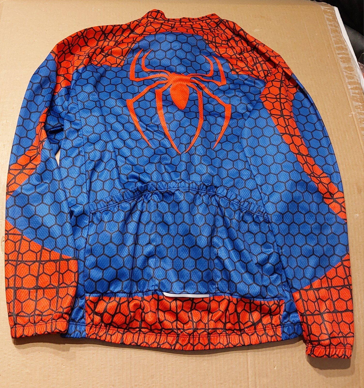 Men’s Spiderman Costume Cycling Jersey & Chamois Pants Long Sleeve 20.5″ Chest
