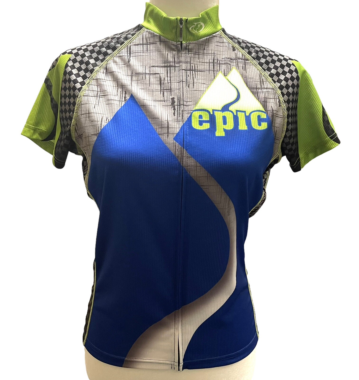 Primal Women’s Size M Epic Cycling Jersey Blue Green Grey Short Sleeves Full Zip