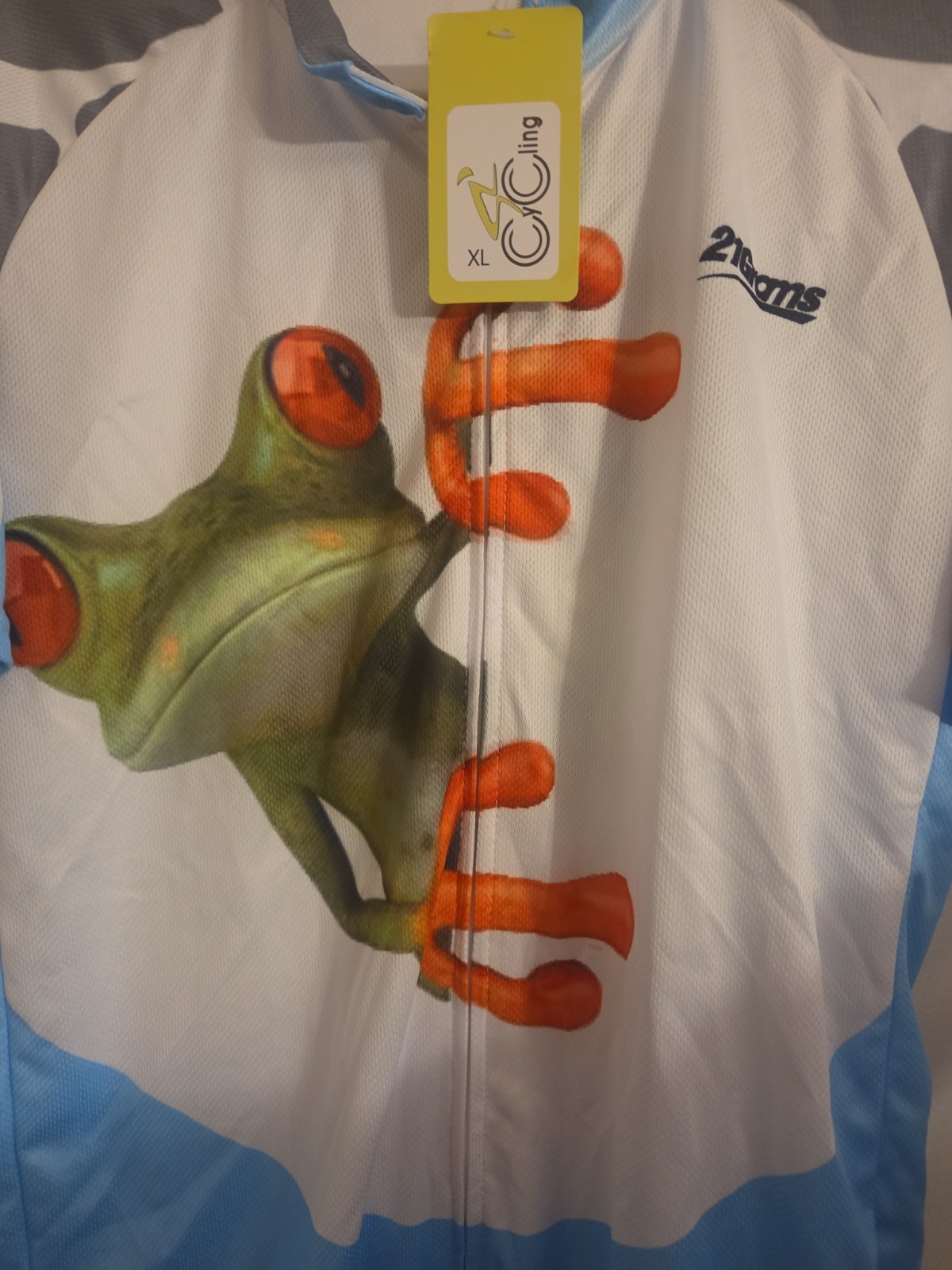 NEW NWT 21Grams Cycling Jersey XL Short Sleeve Animal Graphic Full Zip Frog