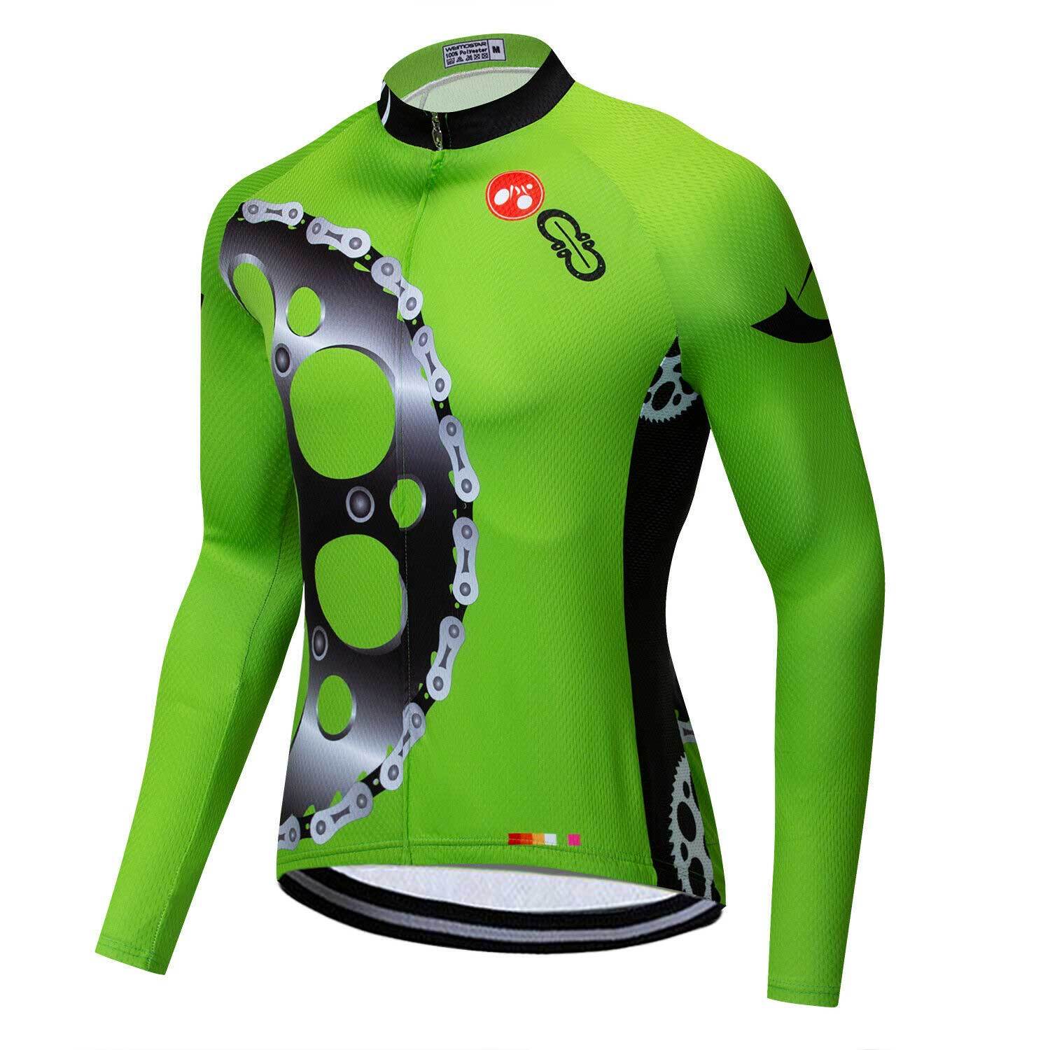 Men’s Long Sleeve Cycling Jersey Full Zip Bike Bicycle Jersey Shirt Reflective