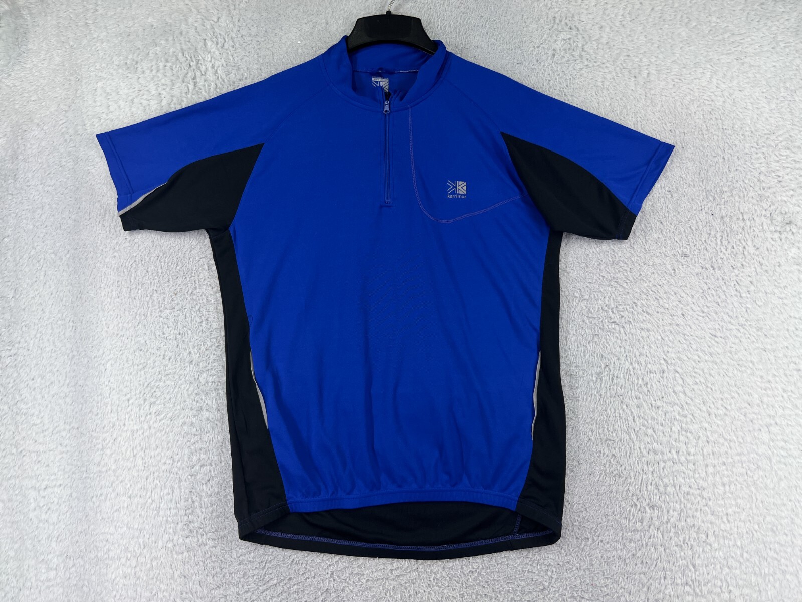 Karrimor Cycling Jersey Mens Large Blue Black Rear Pockets 100% Polyester