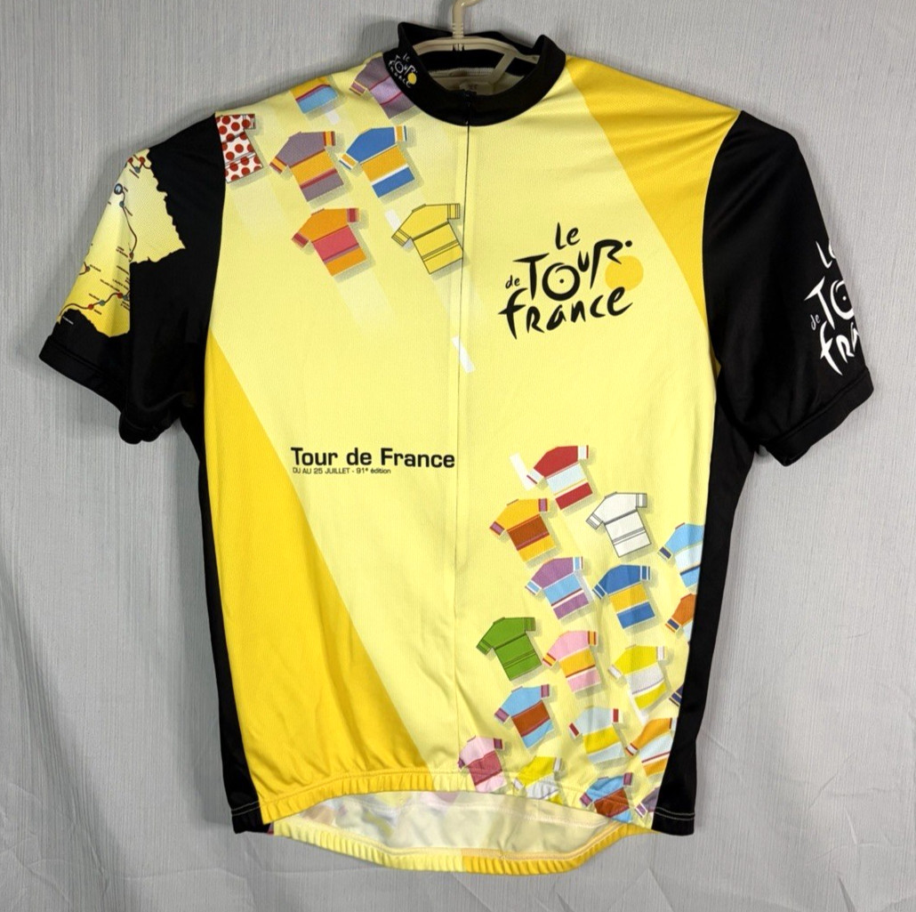 Le Tour De France 2004 Cycling Jersey Men’s XL 3/4 Zip Pockets Made In Italy