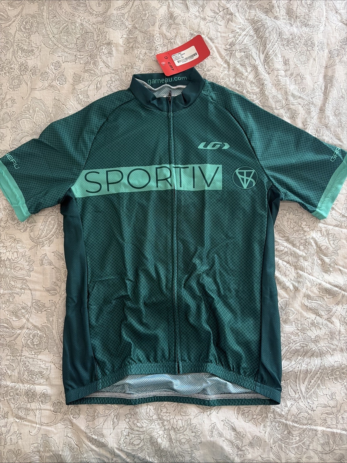 NWT! Men’s XXS LOUIS GARNEAU Full Zip Short Sleeve Cycling Sportiv Jersey Green