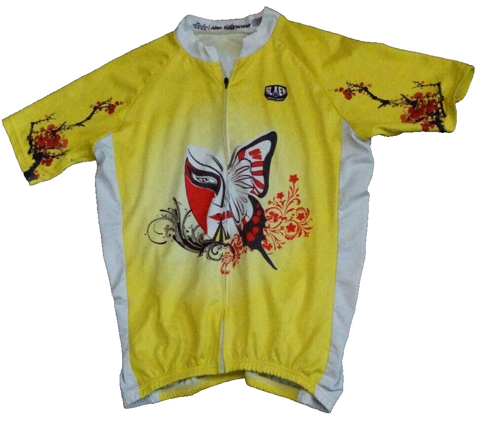 Alien Sports Wear Cycling Bike Bicycle Jersey Shirt Mens XL Yellow full Zipper