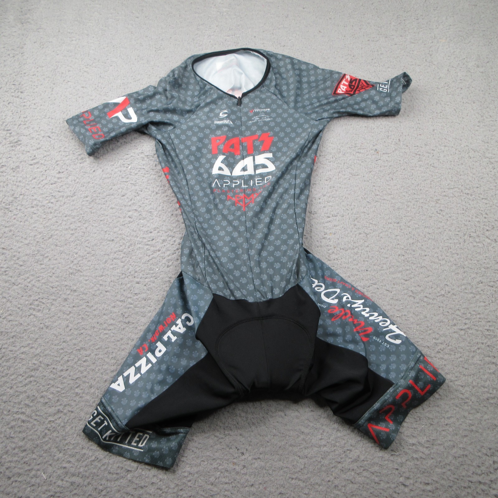 Jakroo Cycling Skinsuit Mens XS Gray Stretch Padded Performance Short Sleeve