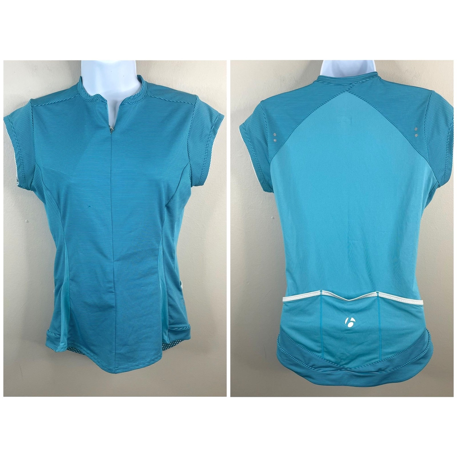 Bontrager Cycling Jersey Top NWT Women Medium Blue Fitted Half Zip Back Pockets