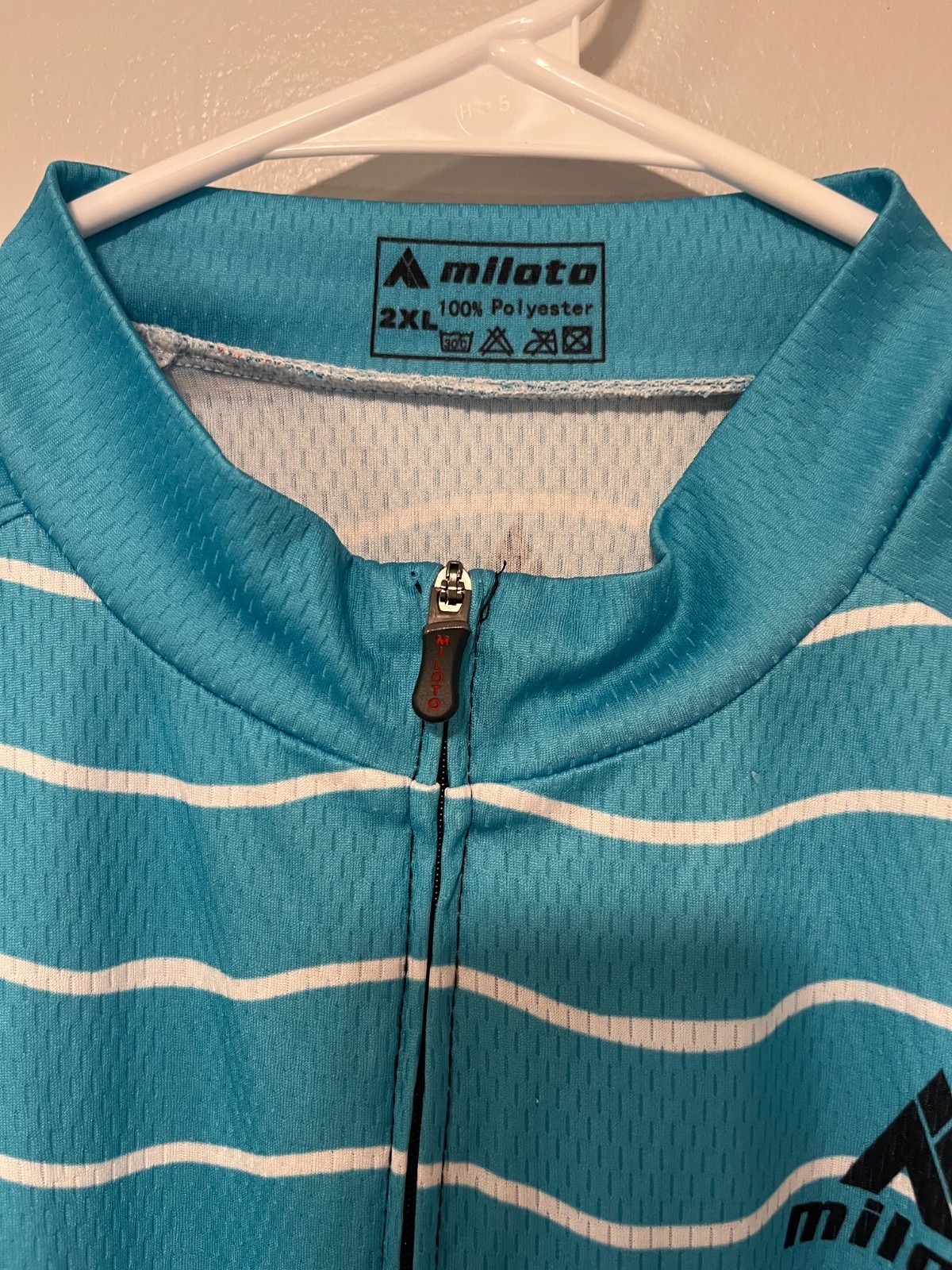 Miloto Cycling Jersey Men’s Size XXL Aqua Blue/Black W/ Stripes