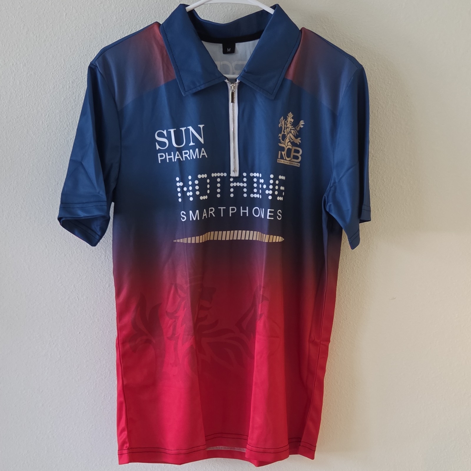 RCB Virat 18 Men’s Cycling Jersey Polo M Blue/Red 1/4 Zip Collared REPLICA
