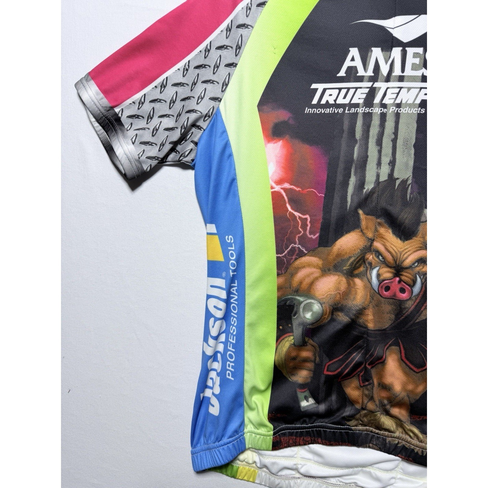 V-Gear Cycling Jersey Women L Multi Color Ames True Temper Graphic Boar