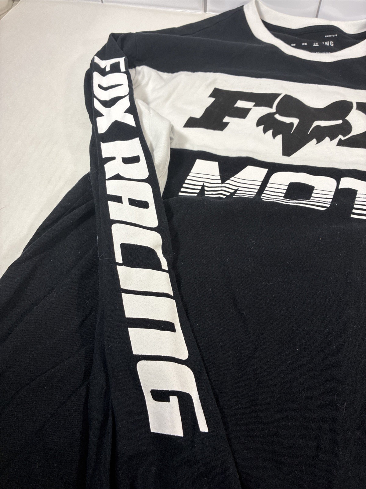 Fox Racing Long Sleeve Motocross Graphic Shirt Black White Mens Size L