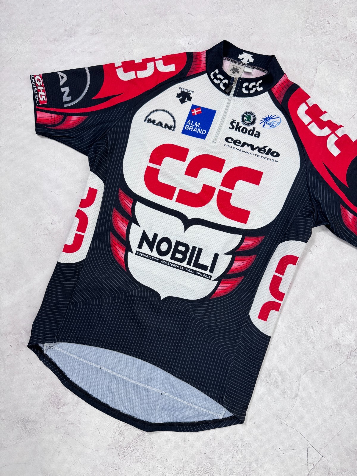Descente Team CSC Skoda Man UCI Nobili Cervelo Cycling Jersey size 5 / M