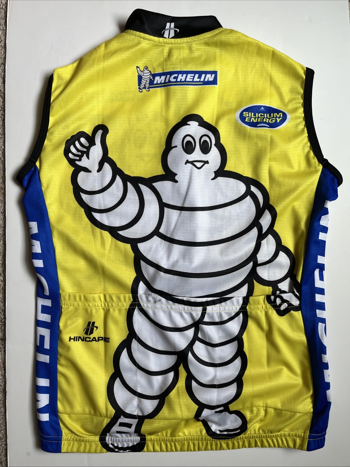 HINCAPIE Bike Racing Jersey LARGE Sleeveless, Polyester 90% Zipper MICHELIN MAN