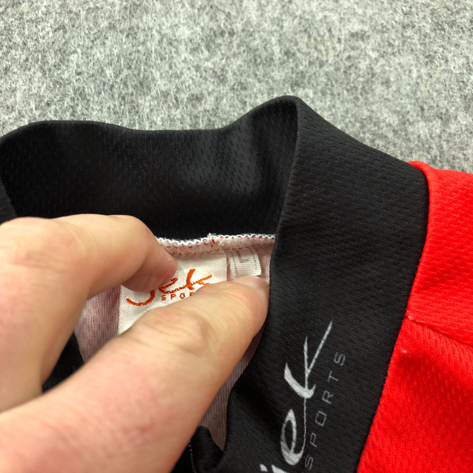 JEK Sports Cycling Jersey Adult Large Black Red Full Zip Biking