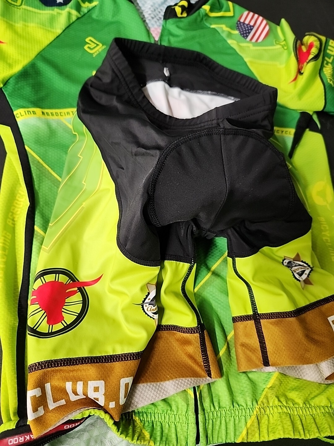 Set Jakroo FWBA Fort Worth Cycling Logo Full Zip Bike Jersey Shorts Womens Small