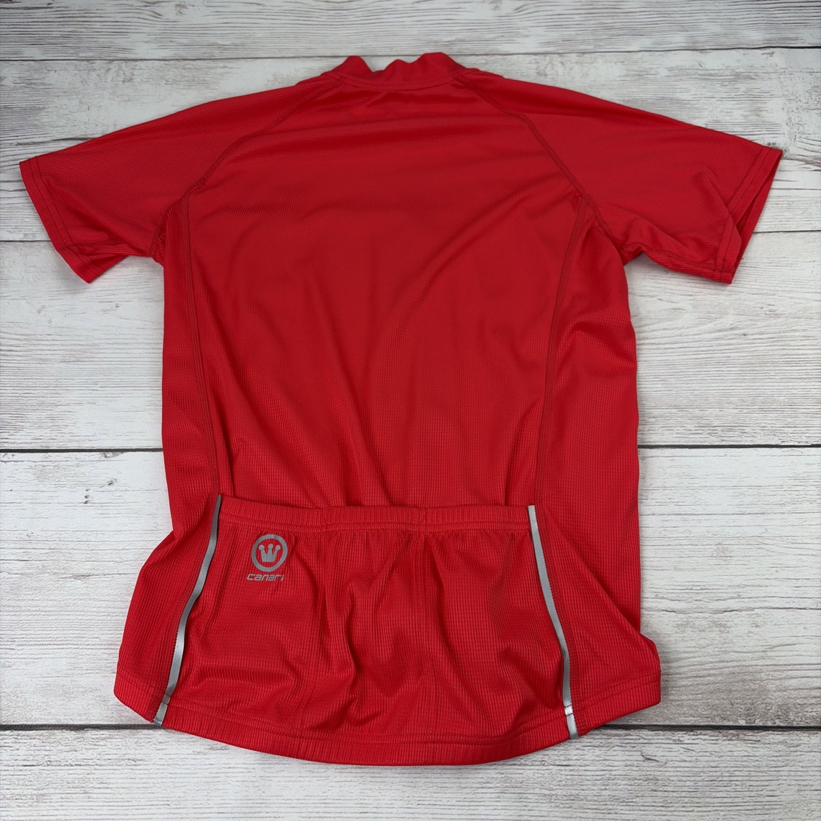 Canari Men’s Small Cyclewear Cycling Jersey Red Back Pouches Reflective Full Zip