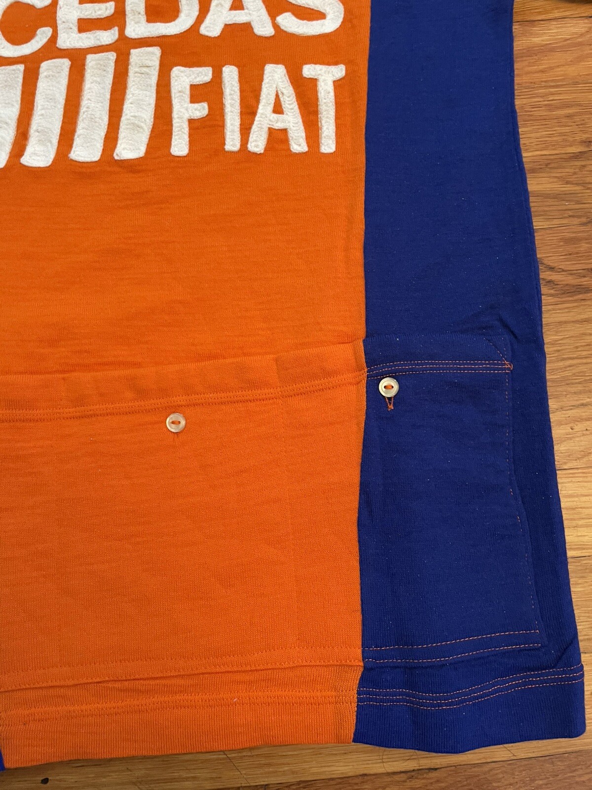 Vintage 80s Made In Italy Cycling Jersey Wool Chain Stitch Embroidery Cedas Fiat