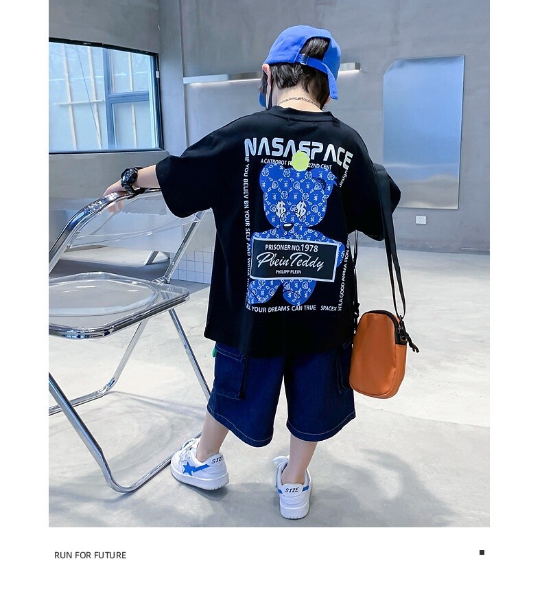 Glow-in-the-dark Boy Cotton T-shirt Summer 2025 New Short Sleeve Summer Designer